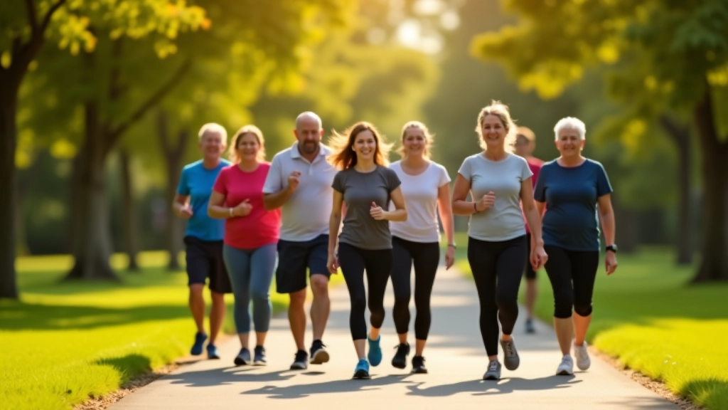 Group walking in park