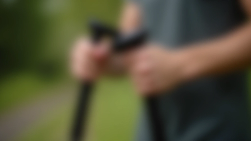 Close-up detailed view of correct Nordic walking pole grip showing hand position in strap and proper finger placement