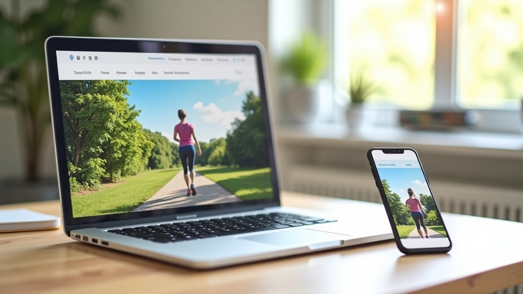 Laptop and smartphone displaying walking club website with event calendar and member information